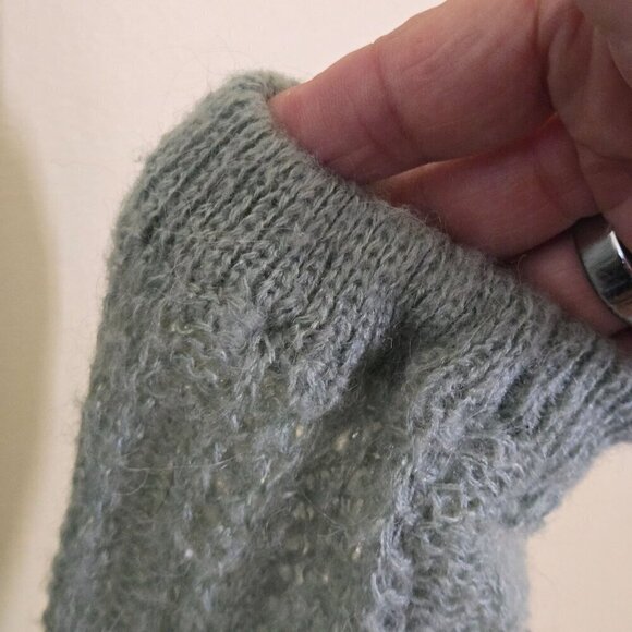 Free People Angel Soft Wool Alpaca Cable Knit Mint Green Sweater Size M - Picture 8 of 9